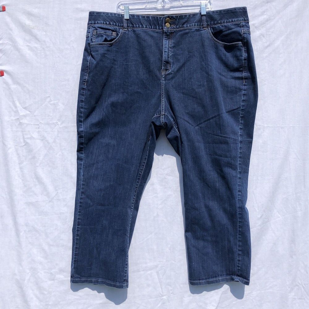 Lane Bryant Size 28 Long Blue Jeans High Rise Straight Tighter Tummy Technology